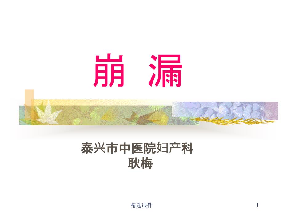 崩漏的中医治疗与护理课件_第1页