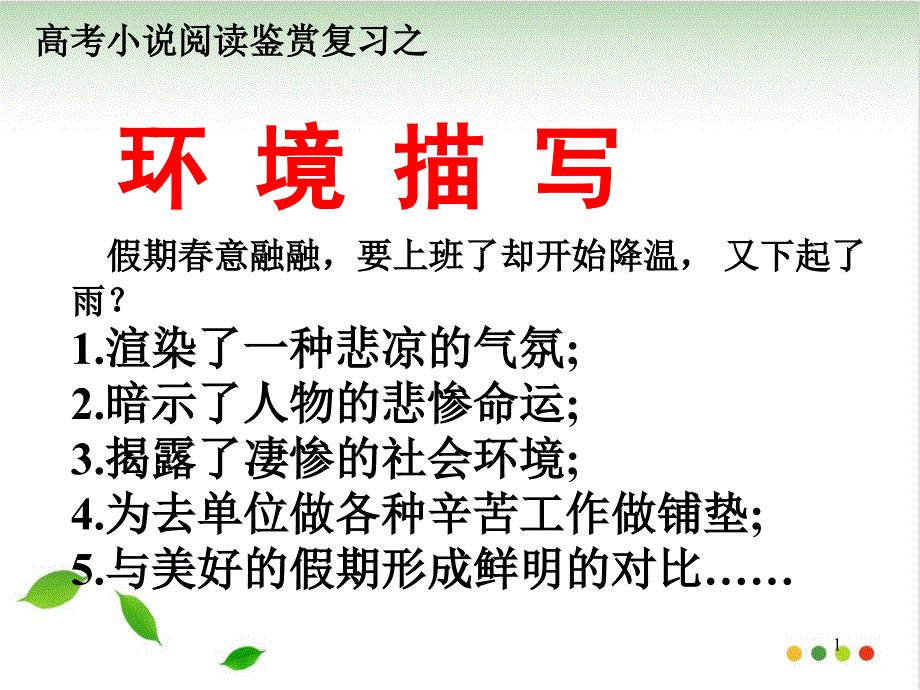 高考复习小说环境描写(完美版)课件_第1页