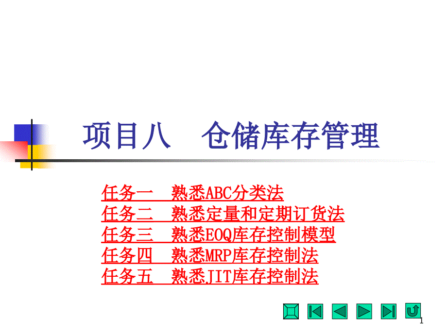 项目八 仓储库存管理课件_第1页