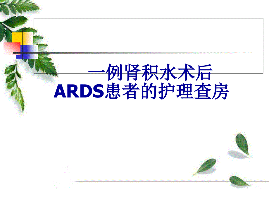 肾积水术后ARDS患者的护理查房课件_第1页