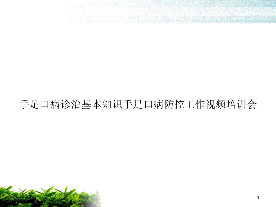 手足口病诊治基本知识手足口病防控工作视频会课件_第1页