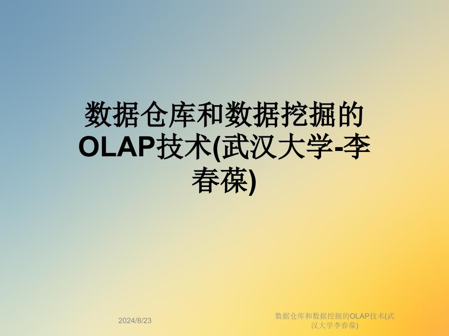 数据仓库和数据挖掘的OLAP技术课件_第1页