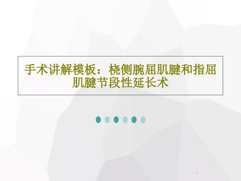 手术讲解模板桡侧腕屈肌腱和指屈肌腱节段性延长术课件_第1页