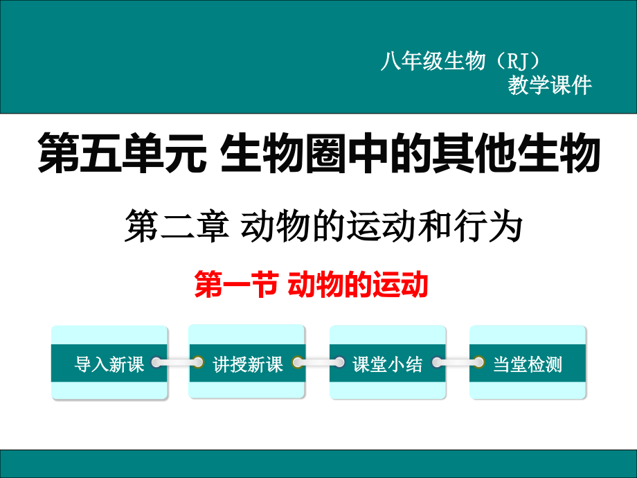 人教版八年级生物上册第五单元第二章动物的运动和行为教学课件_第1页