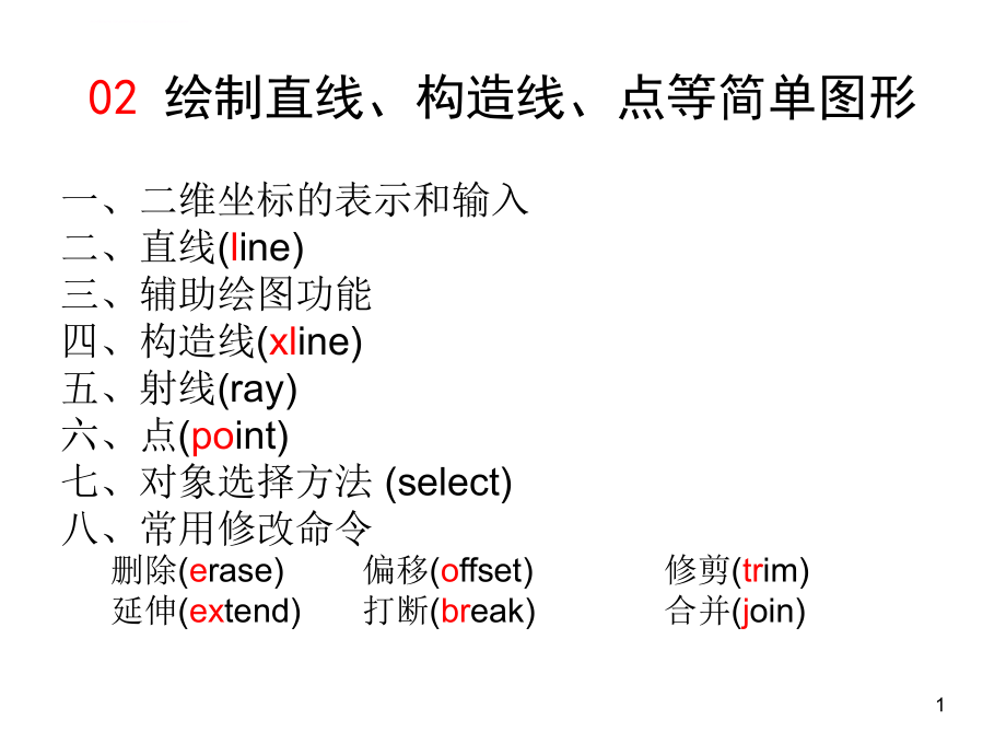 cad----绘制直线、构造线、点等简单图形ppt课件_第1页