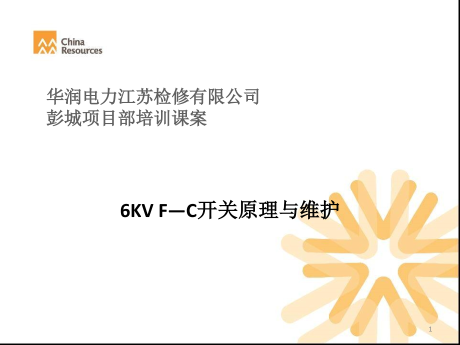 《6KVF-C开关原理跟维护》彭城电气项目部资料课件_第1页