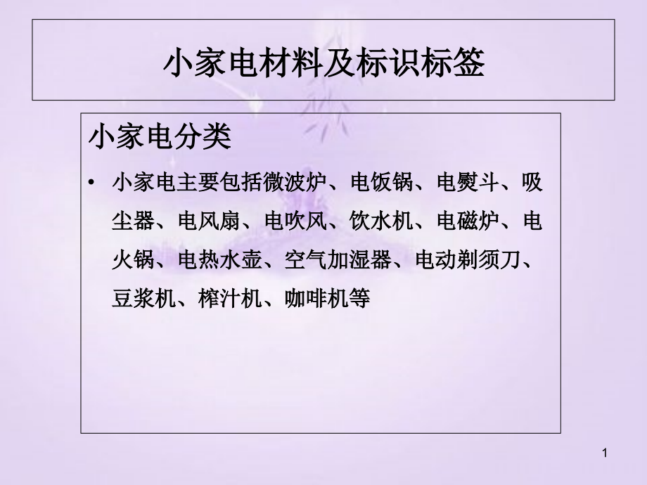 常用小家电材料及标识标签ppt课件_第1页