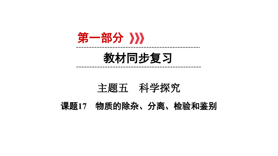 人教版中考新突破化学专题复习课件课题17物质的除杂、分离、检验和鉴别--_第1页