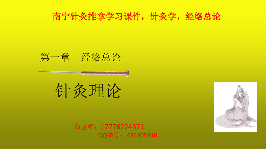 南宁针灸推拿学习PPT课件：经络总论-腧穴总论_第1页