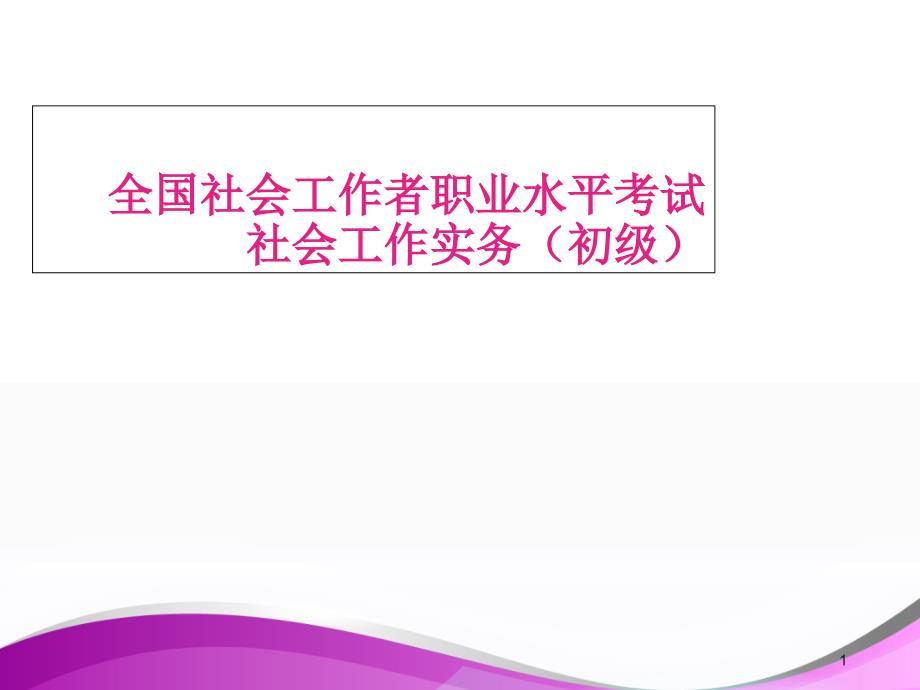 全国社会工作者职业水平考试社会工作实务(初级)课件_第1页