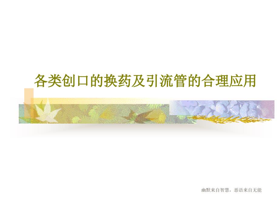 各类创口的换药及引流管的合理应用教学课件_第1页