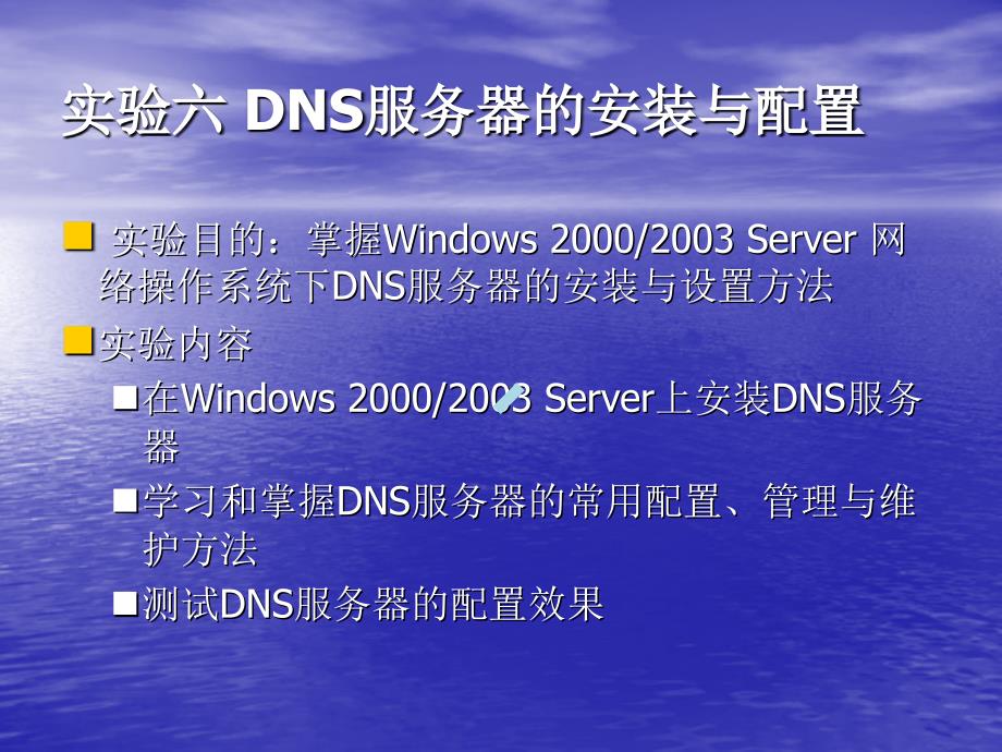 实验六DNS服务器的安装及配置课件_第1页