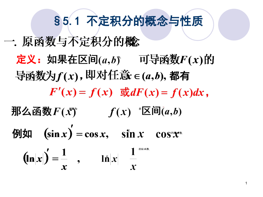 不定积分的概念及性质课件_第1页