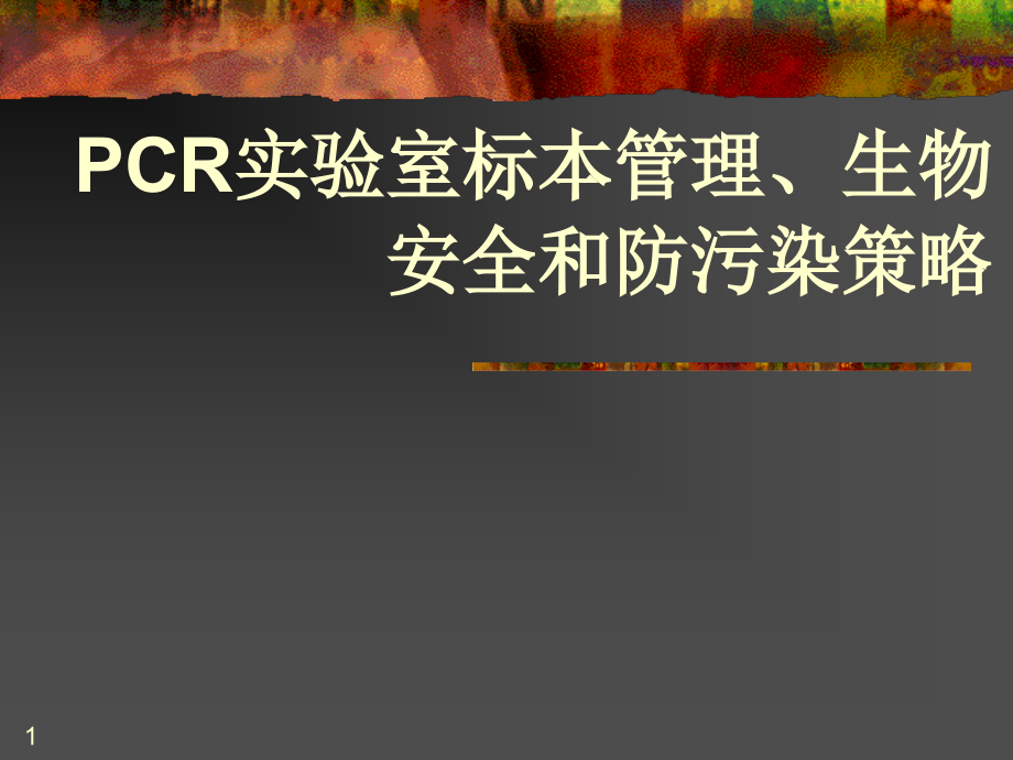 PCR实验室标本管理、生物安全和防污染策略课件_第1页