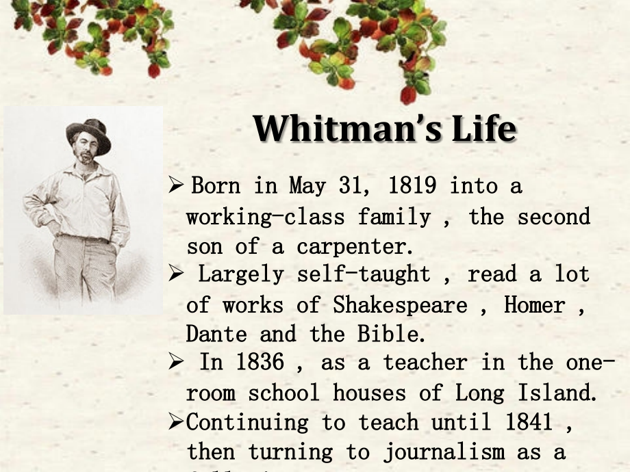 常耀信美国文学史第三版Chapter-6-Whitman·Dickinson课件_第1页