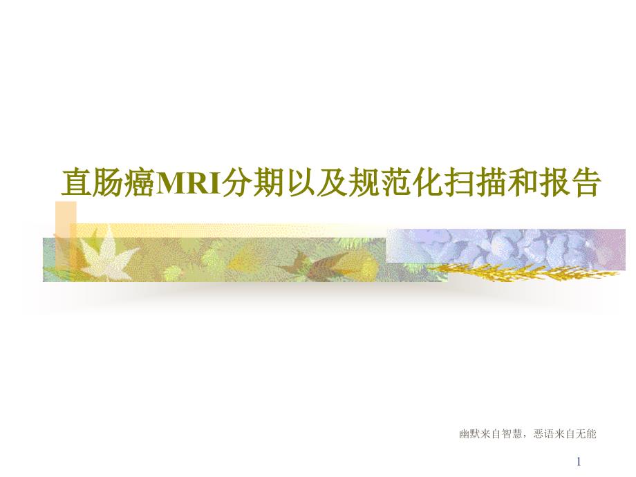 直肠癌MRI分期以及规范化扫描和报告课件_第1页