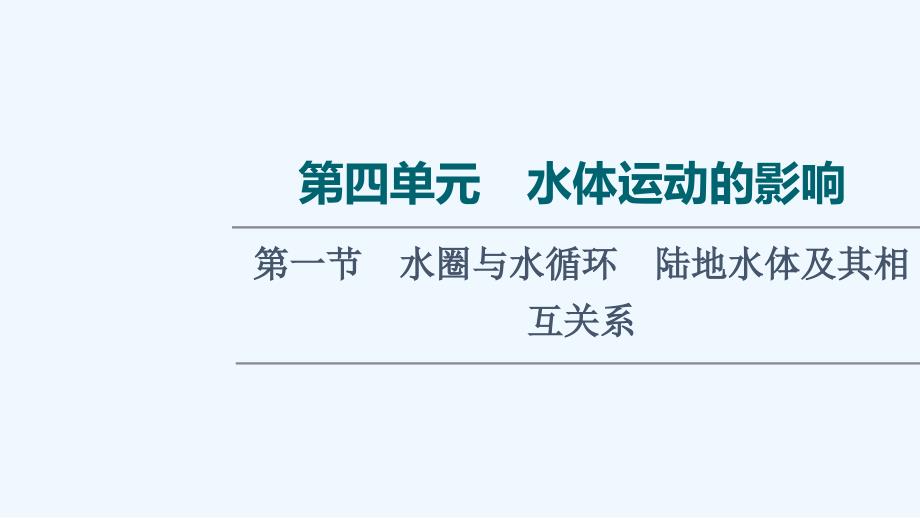 2022版新教材高考地理一轮复习第4单元水体运动的影响第1节水圈与水循环陆地水体及其相互关系ppt课件鲁教_第1页