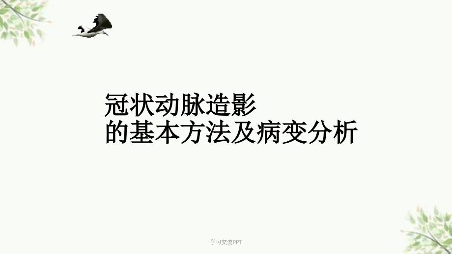 冠状动脉造影的基本方法及病变分析ppt课件_第1页