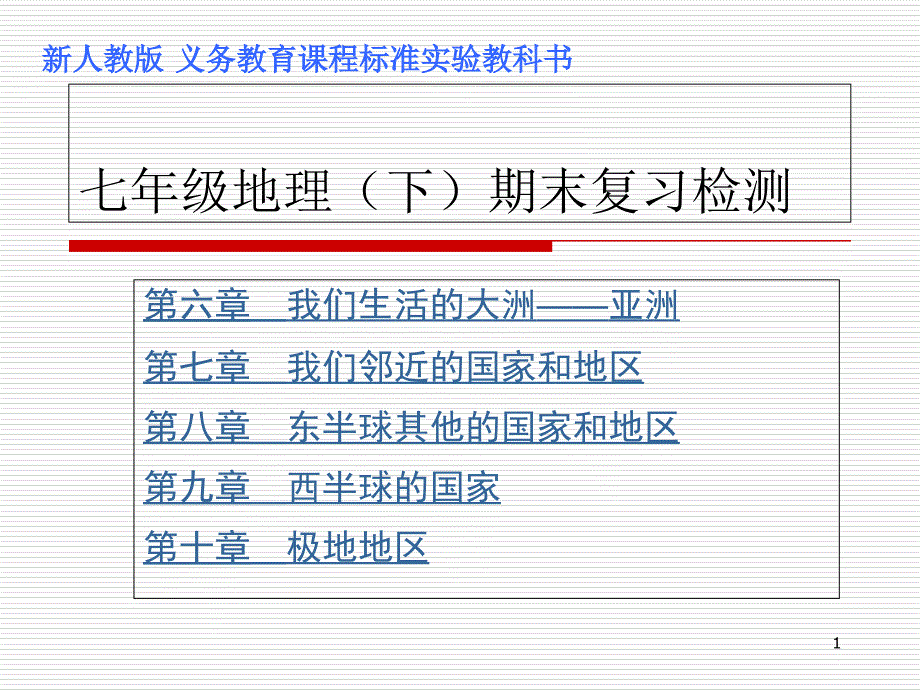 初一下册地理复习考查PPT(2014修订版)课件_第1页