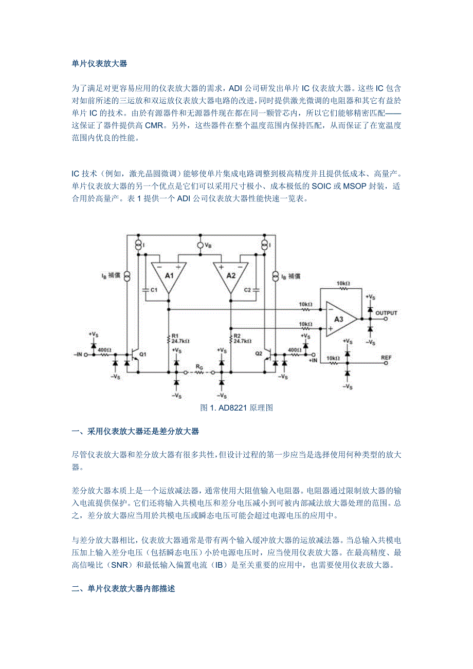 ad620用法介绍以及典型电路连接_第1页