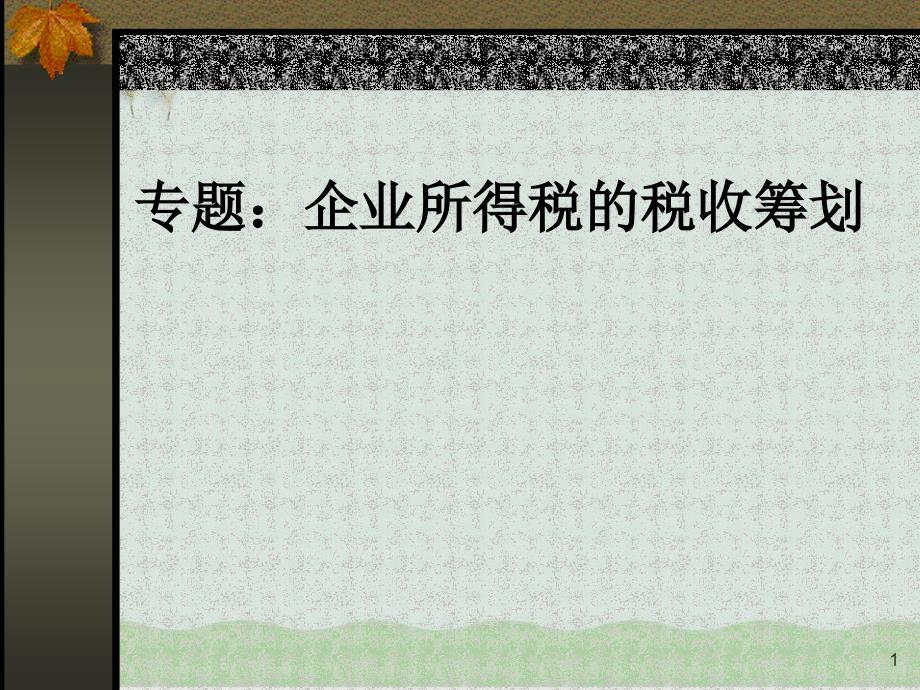 企业所得税的税收筹划专题培训课件_第1页