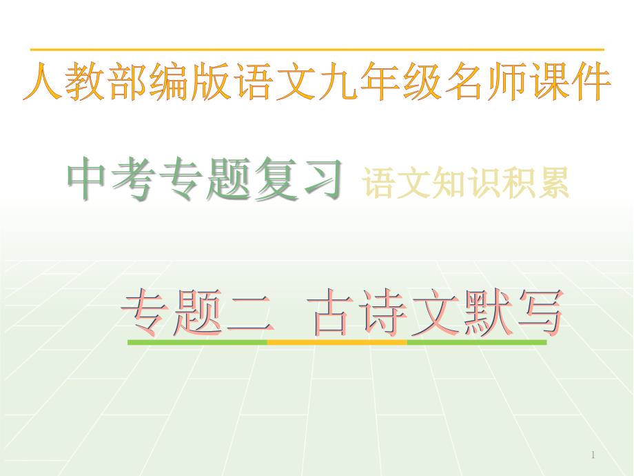 中考专题复习&amp#183;2-古诗文默写-4.名句梳理(九年级上下)_人教部编版语文九年级名师ppt课件_第1页