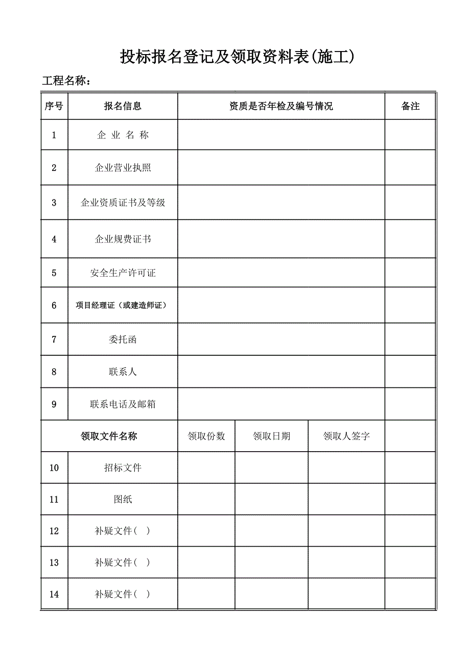 建筑投標(biāo)報(bào)名登記表資料文檔_第1頁(yè)