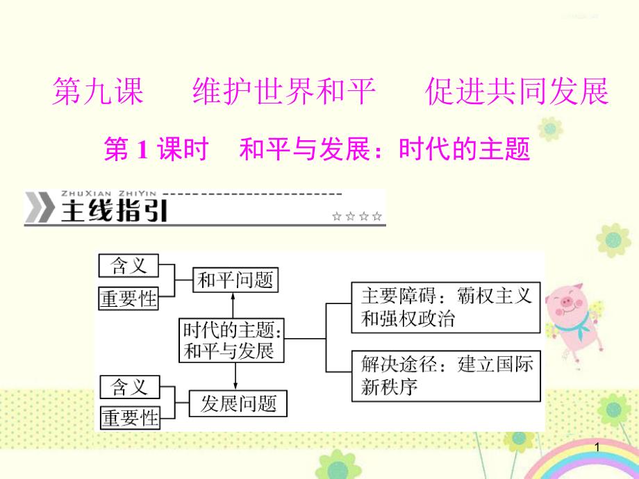 新人教版必修2年高一政治：第四单元第九课第1课时《和平与发展时代的主题》ppt课件_第1页