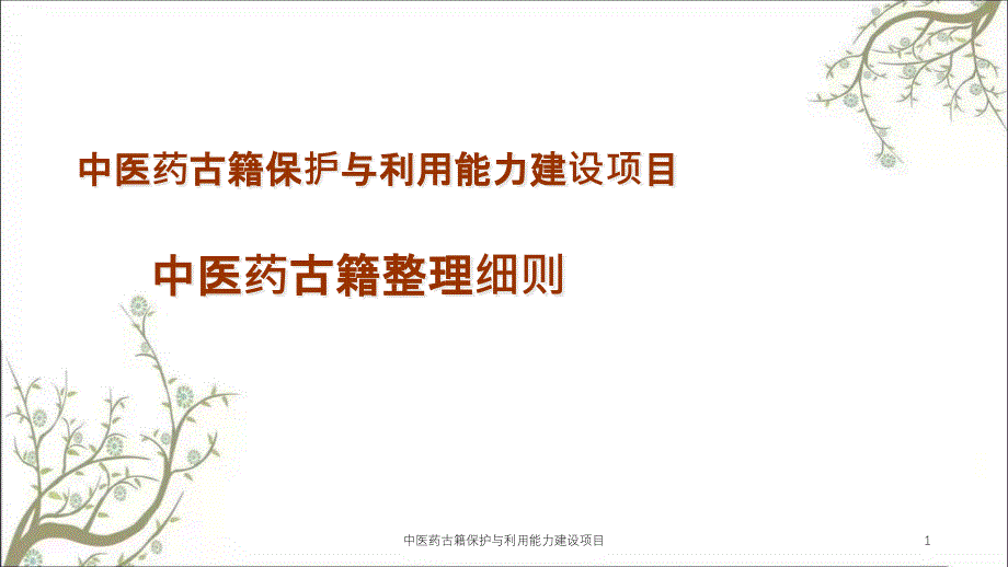 中医药古籍保护与利用能力建设项目ppt课件_第1页