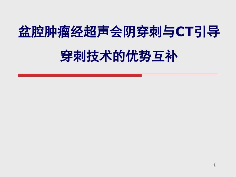 医学交流ppt课件：盆腔肿瘤经超声会阴穿刺与CT引导穿刺技术的优势互补_第1页