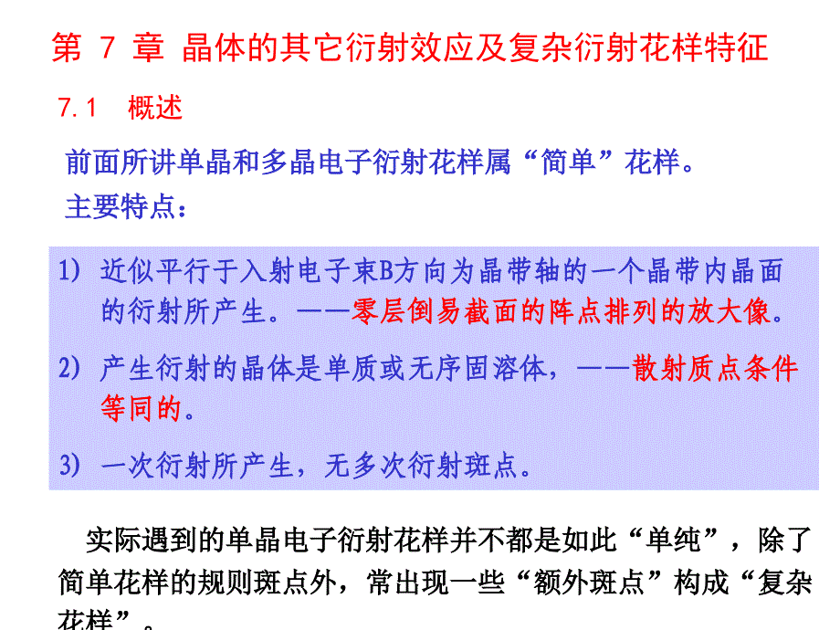 第7章-晶体的其它衍射效应及复杂衍射花样特...分析课件_第1页