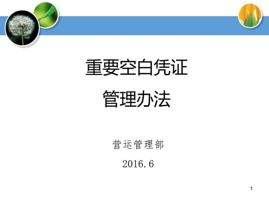 营运业务培训二重要空白凭证管理办法课件_第1页