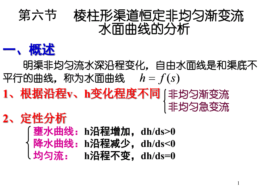 流体力学7-6水面曲线分析全解课件_第1页