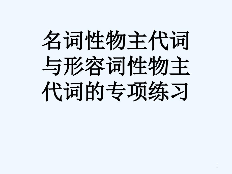 形容词性和名词性物主代词专项练习课件_第1页