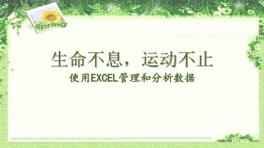 初中信息技术_使用EXCEL管理和分析数据教学ppt课件设计_第1页