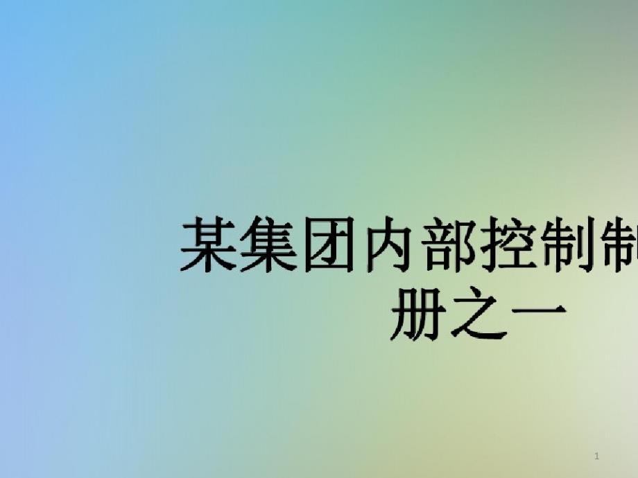 某集团内部控制制度手册之一-完整版课件_第1页