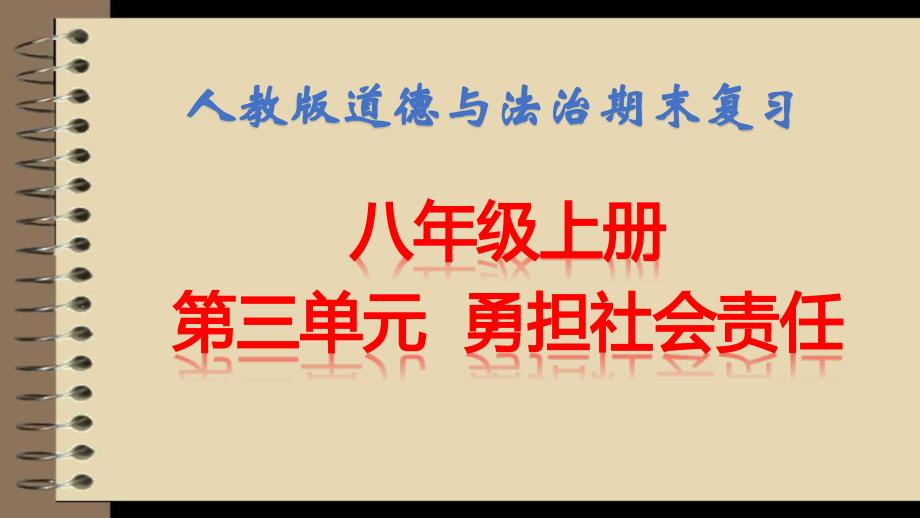 部编人教版八年级上册道德与法治第三单元承担社会责任复习ppt课件_第1页