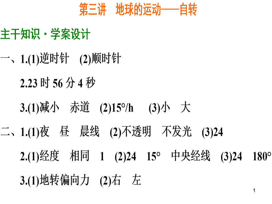 高三地理必修一地球自转课件_第1页