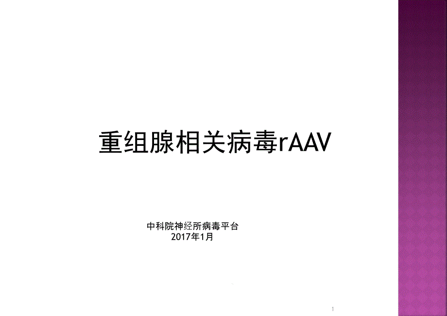 重组腺相关病毒rAAV在神经科学中的应用课件_第1页