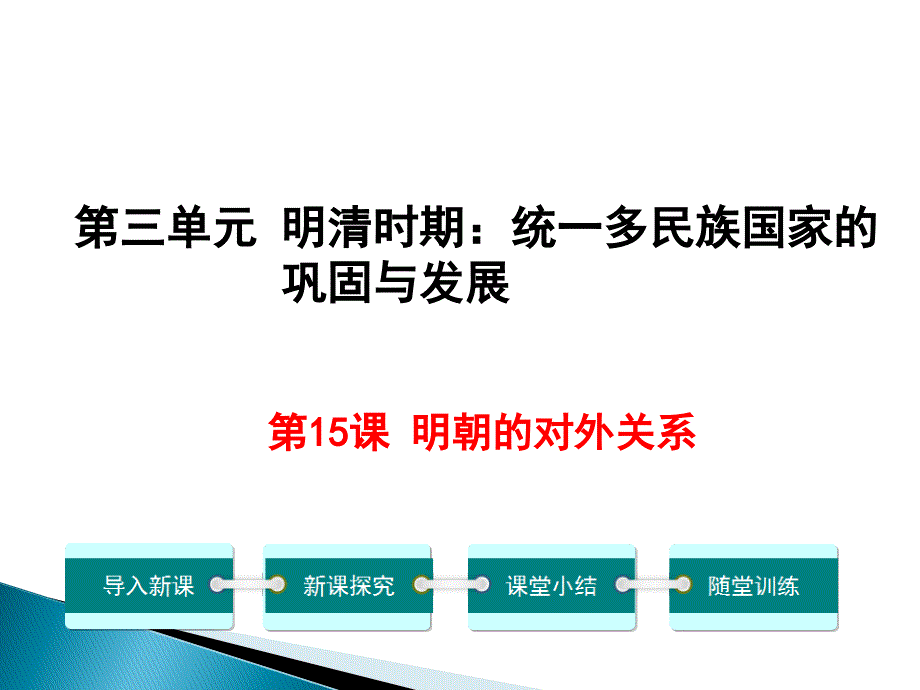 部编版七年级历史下册教学ppt课件《第15课--明朝的对外关系》_第1页