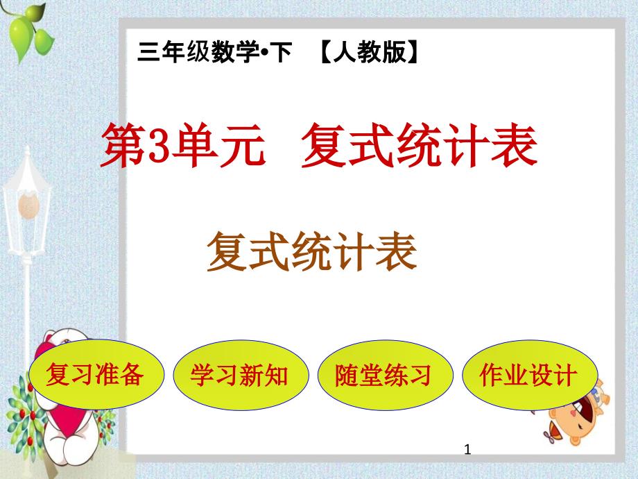 人教版三年级数学下册教学ppt课件_第三单元-复式统计表_复式统计表_第1页