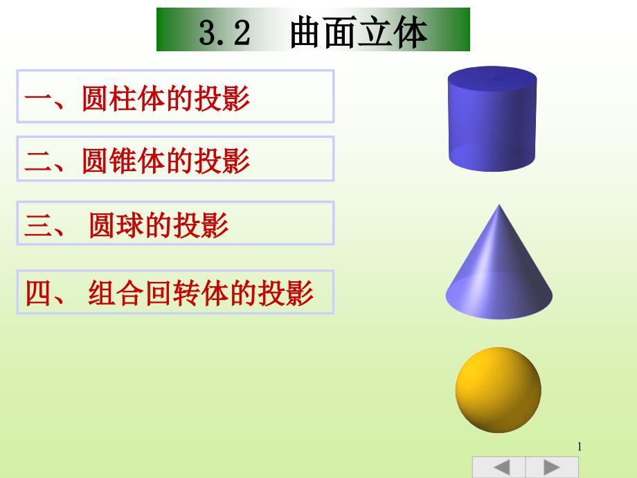 [高等教育]第三章-立体的投影2----曲面立体--圆锥和球课件_第1页