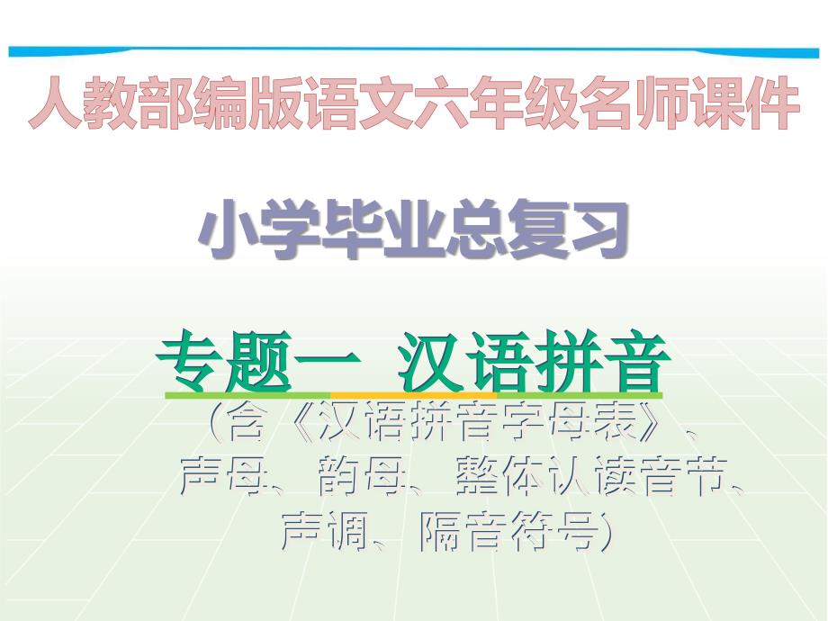 专题1-汉语拼音&amp#183;小学毕业总复习_人教版语文六年级名师ppt课件_第1页