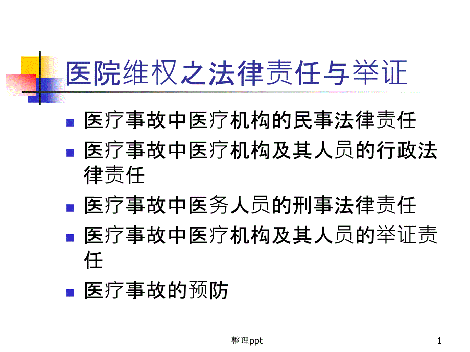 医院维权之医疗事故的法律责任与举证课件_第1页