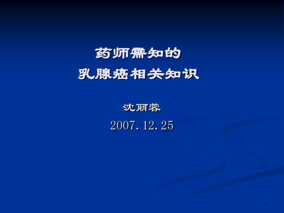 药师需知的乳腺癌相关知识课件_第1页