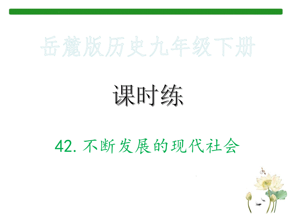 第十二单元-42.不断发展的现代社会&amp#183;课时练_岳麓版历史九年级下册课件_第1页