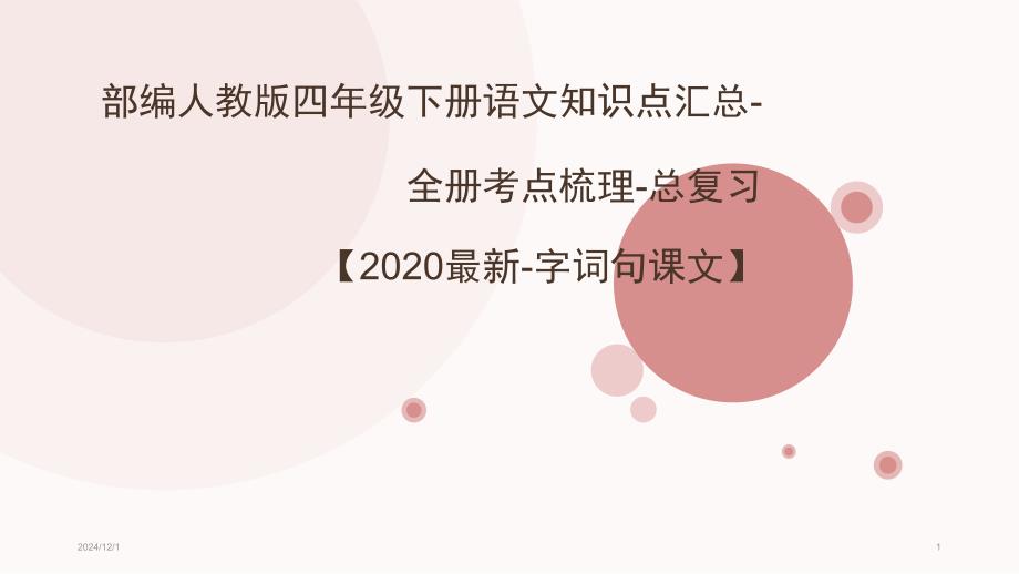 统编-部编人教版四年级下册语文知识点汇总-全册考点梳理-总复习【2020最新-字词句课文】课件_第1页