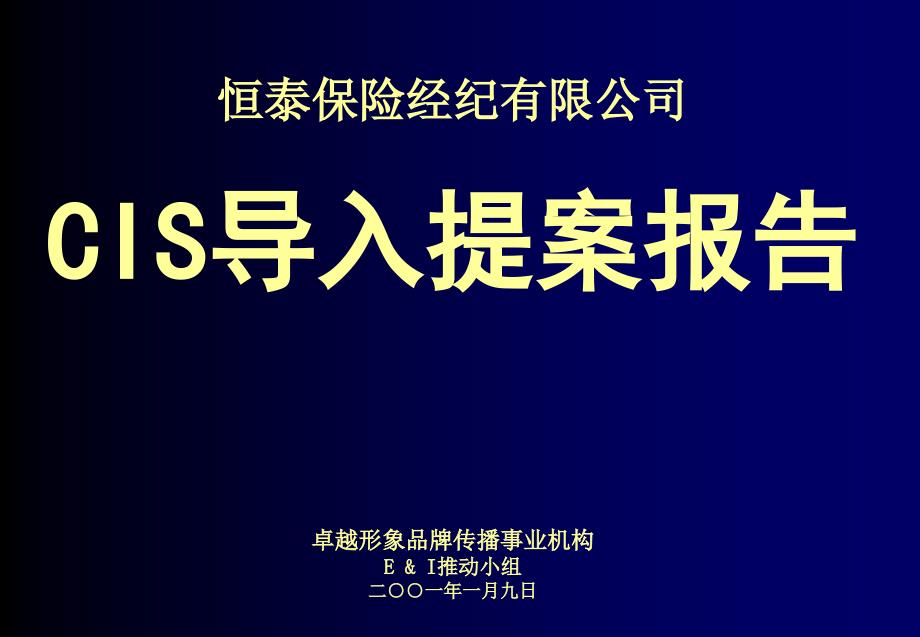 恒泰保险经纪有限公司CIS导入提案报告_第1页