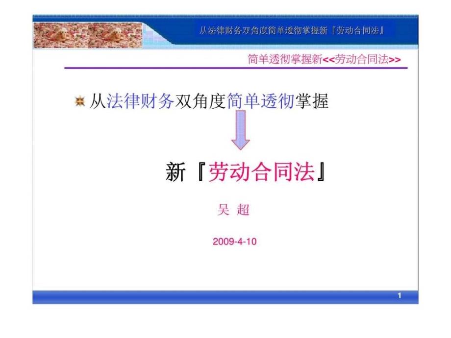 从法律财务双角度简单透彻掌握新劳动合同法_第1页