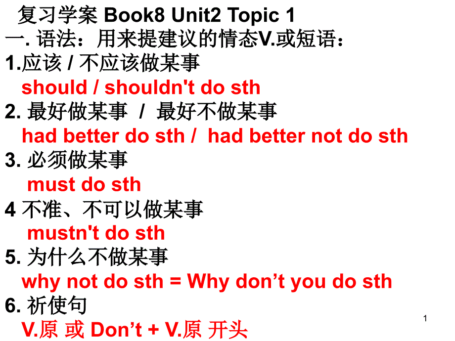 仁爱版八年级英语上Unit2Topic1（复习课）教学ppt课件_第1页